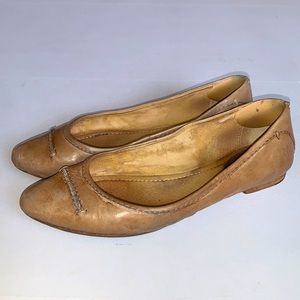 Frye Tan Leather Pointed Toe Ballet Flats Size 7.5